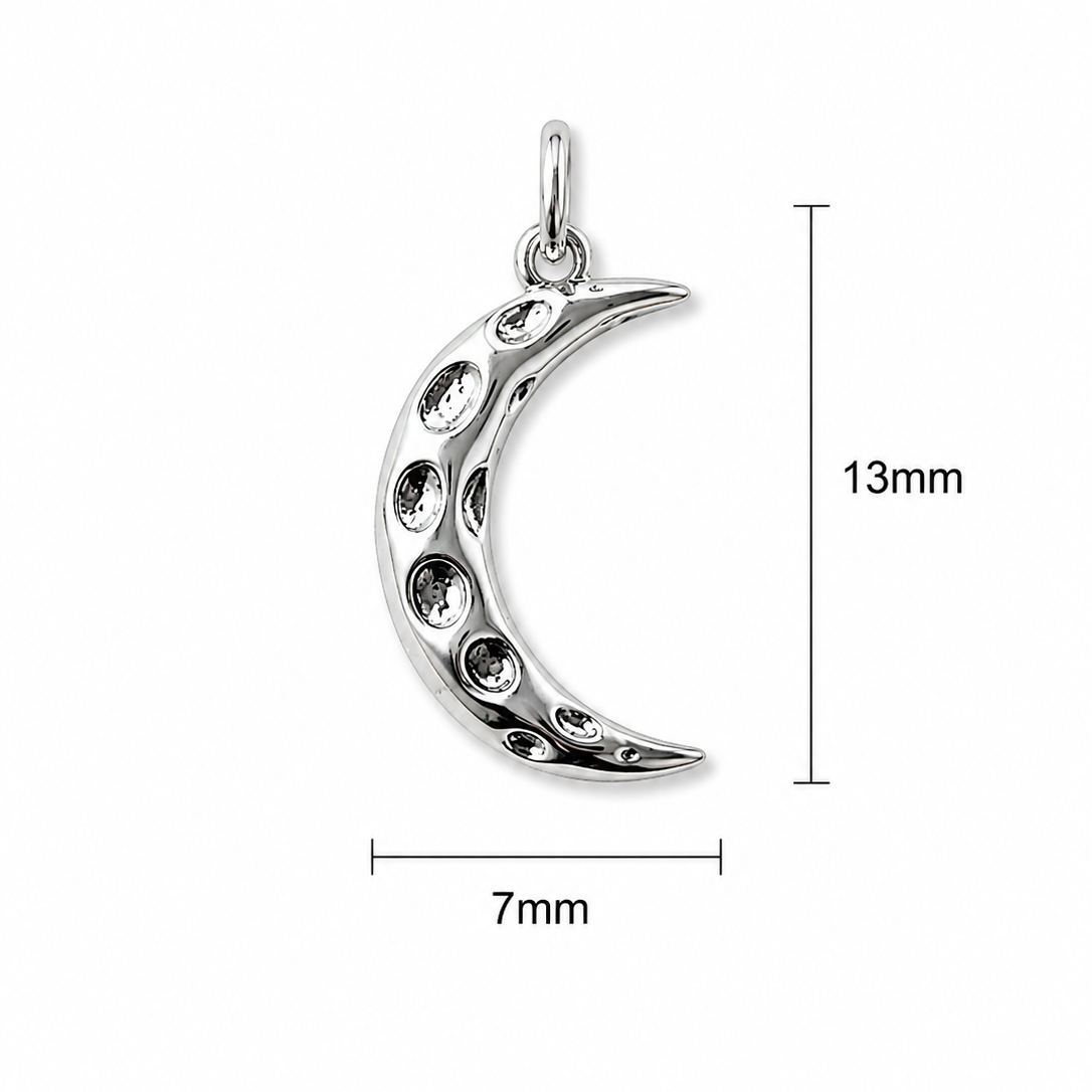 Silver Textured Half Moon Charm