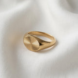 Oval Detailed Gold Ring