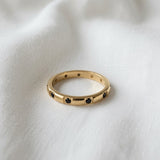 Black CZ Gold Stacking Ring