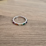 Rainbow Baguette Cubic Zirconia Ring