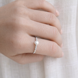 Bling Pearl Silver Ring