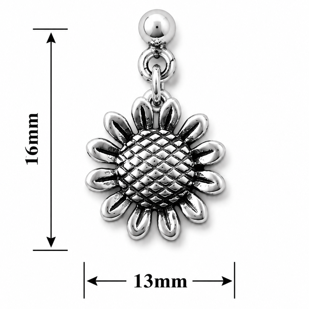 Silver Sunflower Charm