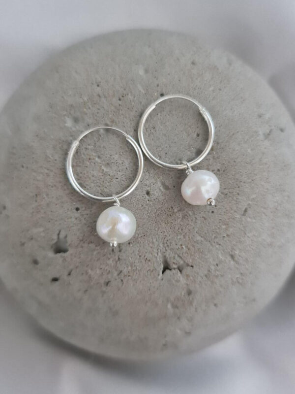 Sterling Silver Round Pearl Earrings