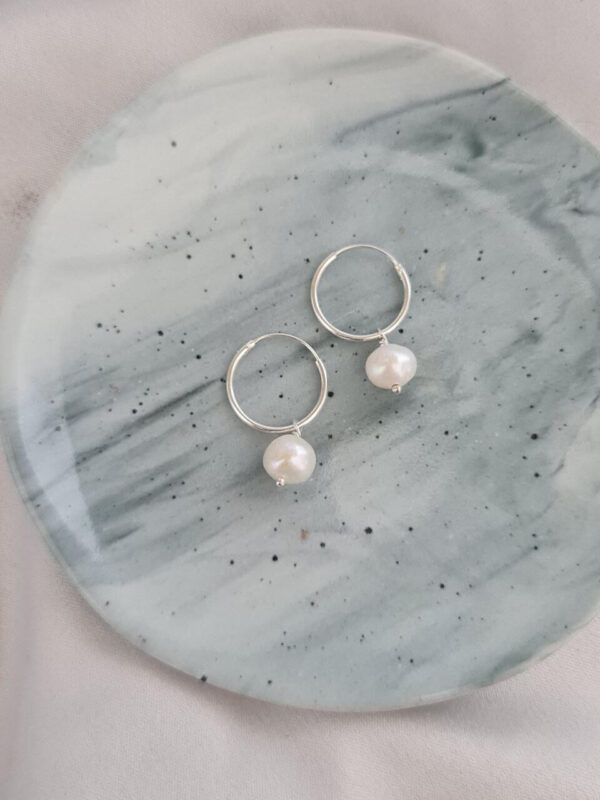 Sterling Silver Round Pearl Earrings