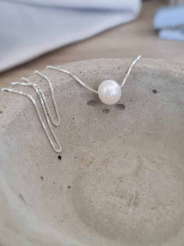 Sterling Silver Round Pearl Necklace