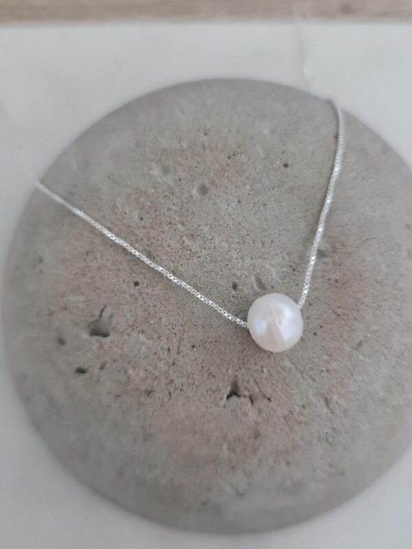Sterling Silver Round Pearl Necklace