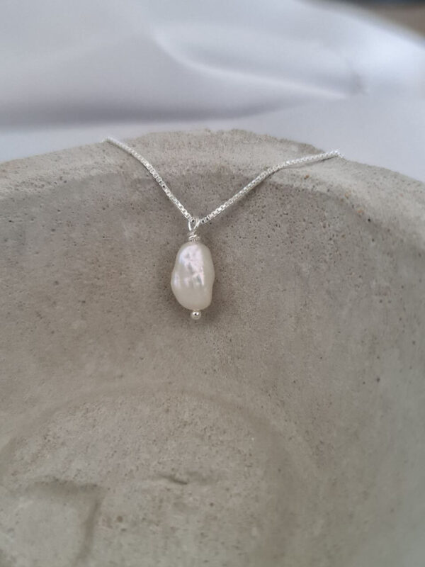 Long Pearl Sterling Silver Necklace