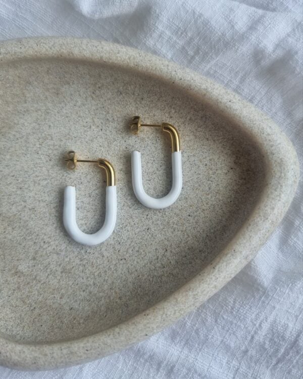 Rectangle Dip Gold Earrings