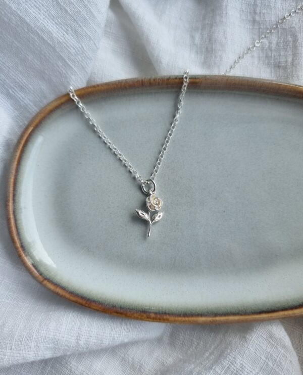 Sterling Silver Rose Necklace