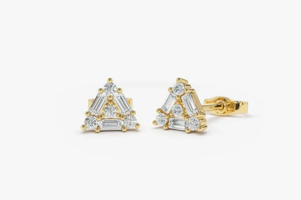 The Baguette Triangle Diamond Earrings 2