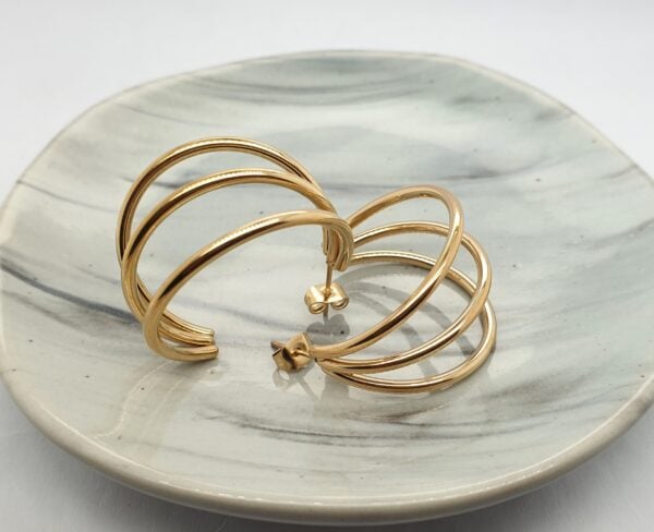 Gold Triple Hoop Earrings