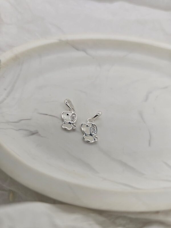 Silver White Dog Charm